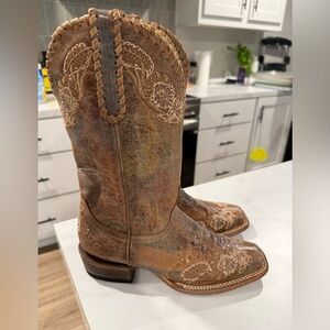 Tri Star Brown Distressed Leather western Cowboy boost size 7B Womens.